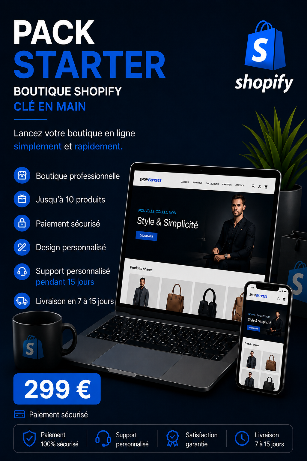 🚀 Pack Starter – Boutique Shopify clé en main
